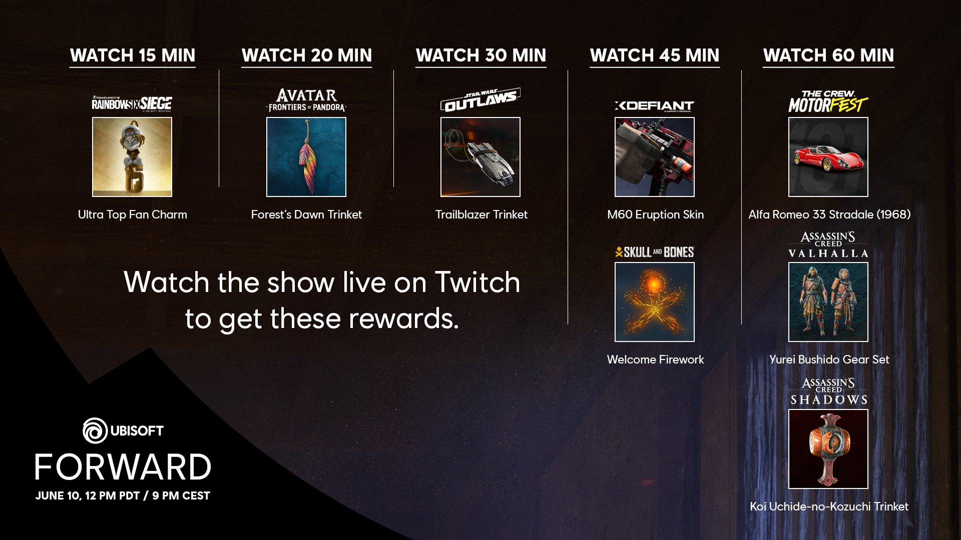 Ubisoft Forward 2024 Twitch Drops 揭晓